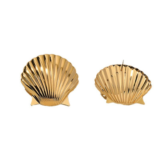 Creative Ocean Shell Earrings with Irregular Design and Niche Style