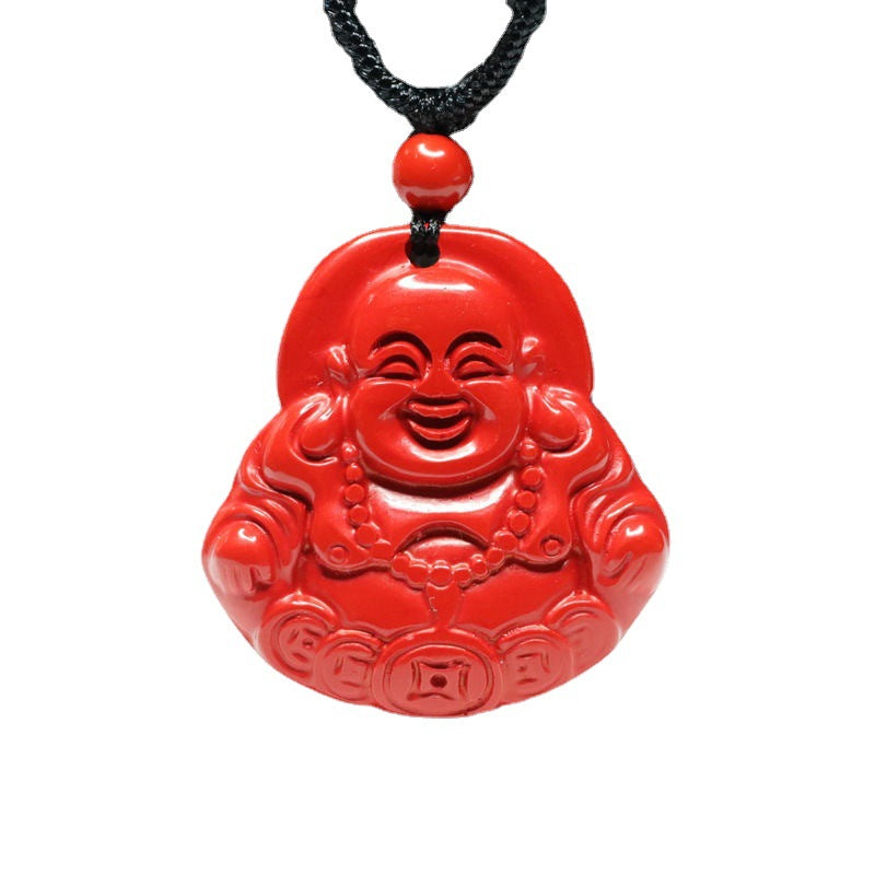 Cinnabar Maitreya Buddha Pendant Red Sand Money Buddha Pendant