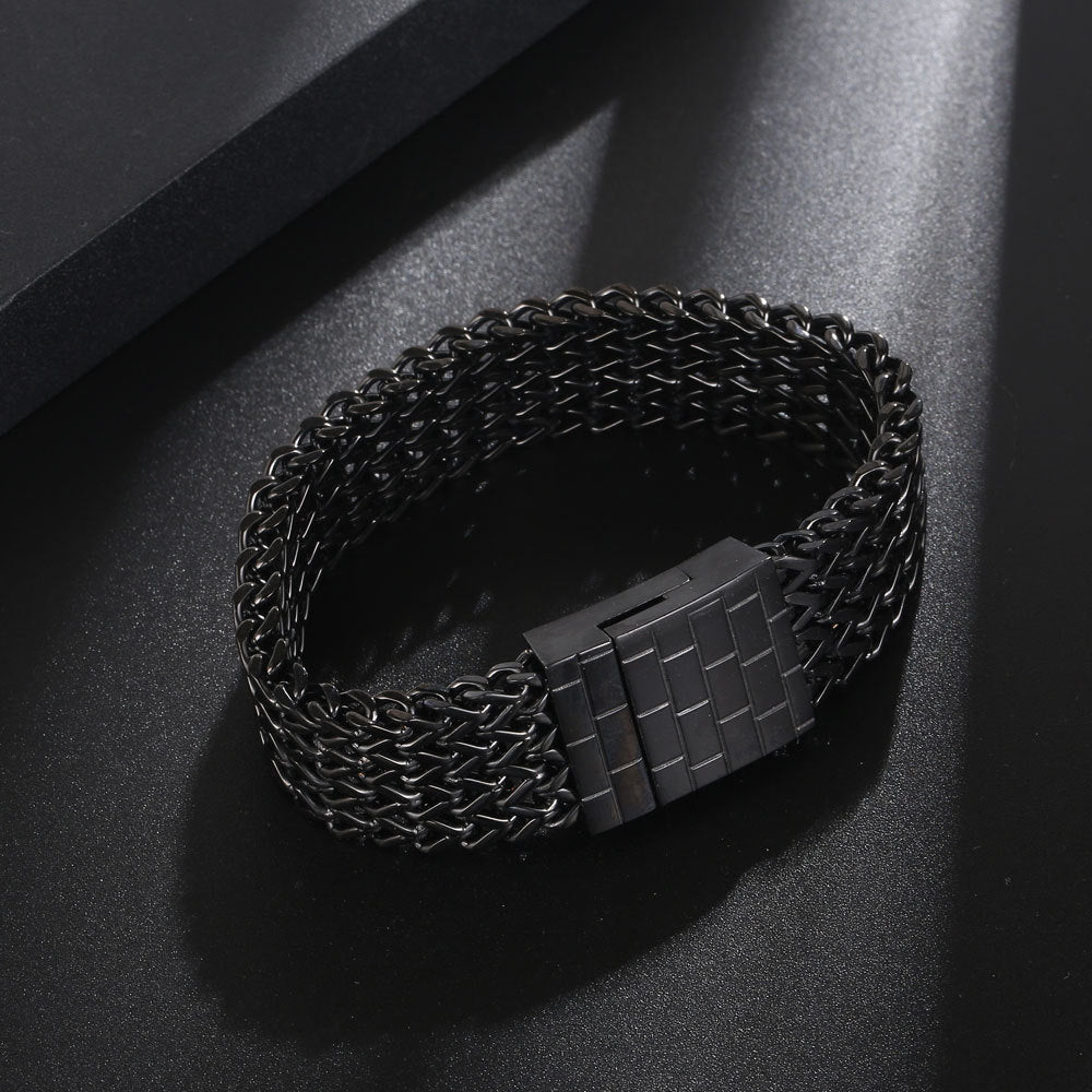 Men's Fashionable Wide Titanium Steel Square Bracelet - Stylish Cross-Border Accessory