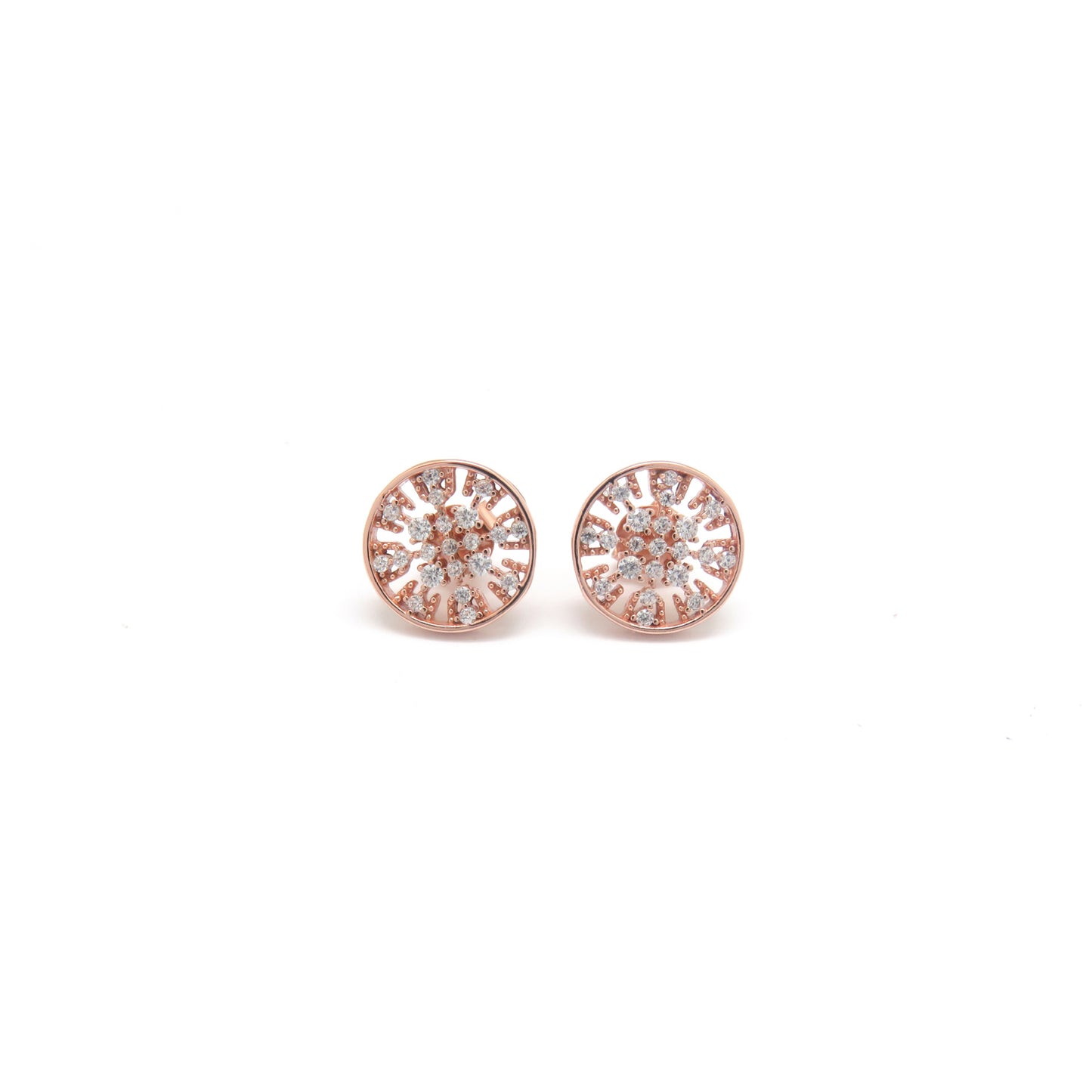 Hollow Circle Zircon Silver Stud Earrings