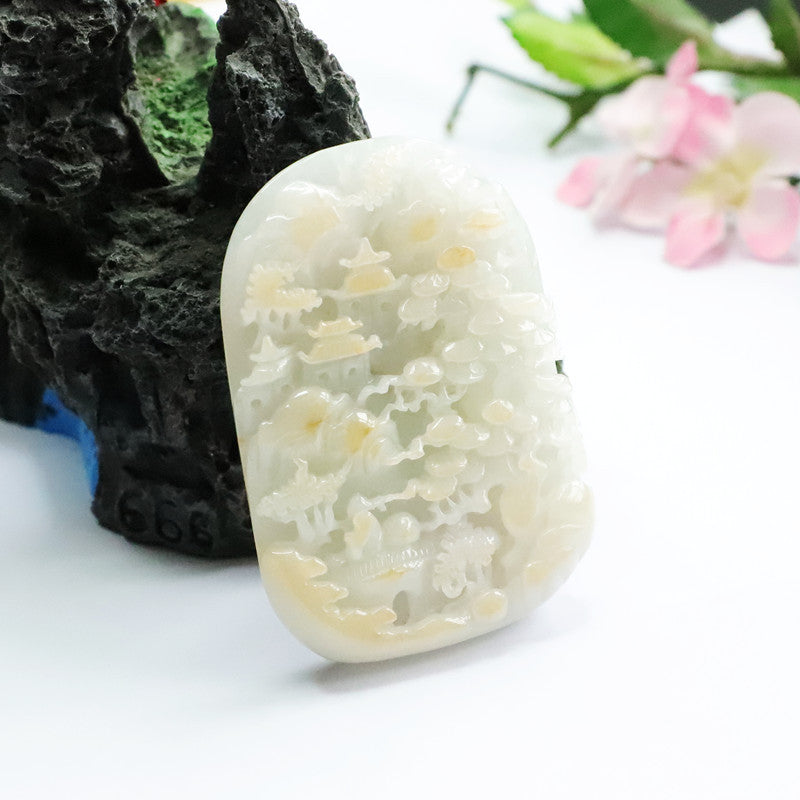 Fortune's Favor Yellow Jade Pendant with Intricate Hollow Carving