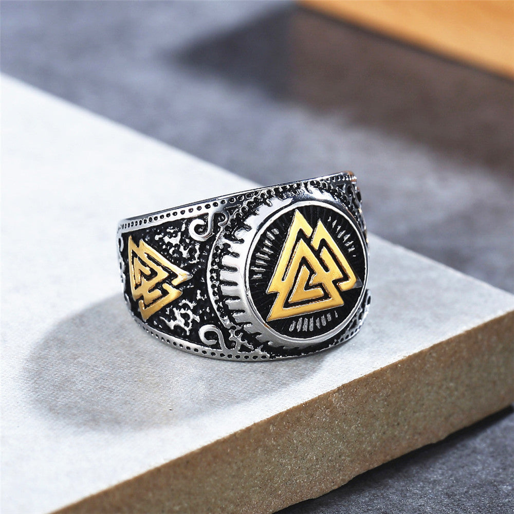 Retro Viking Triangle Men's Titanium Ring - Everyday Genie Collection