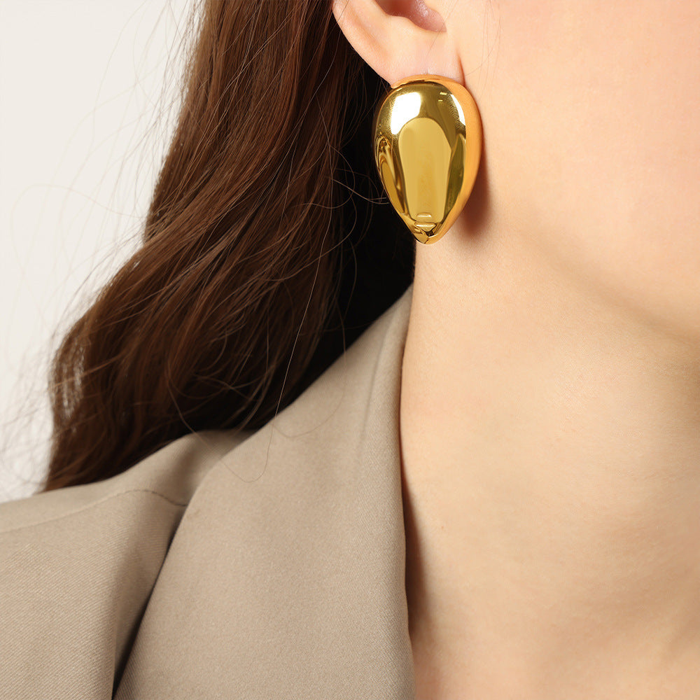 Golden Water Droplet Geometric Earrings for Women by Planderful