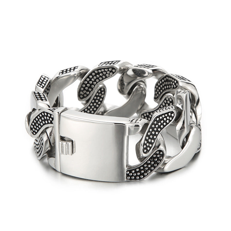 Men's Trendy Titanium Steel Bracelet with Unique Spot Pattern - 30mm Fashionable Cast Design