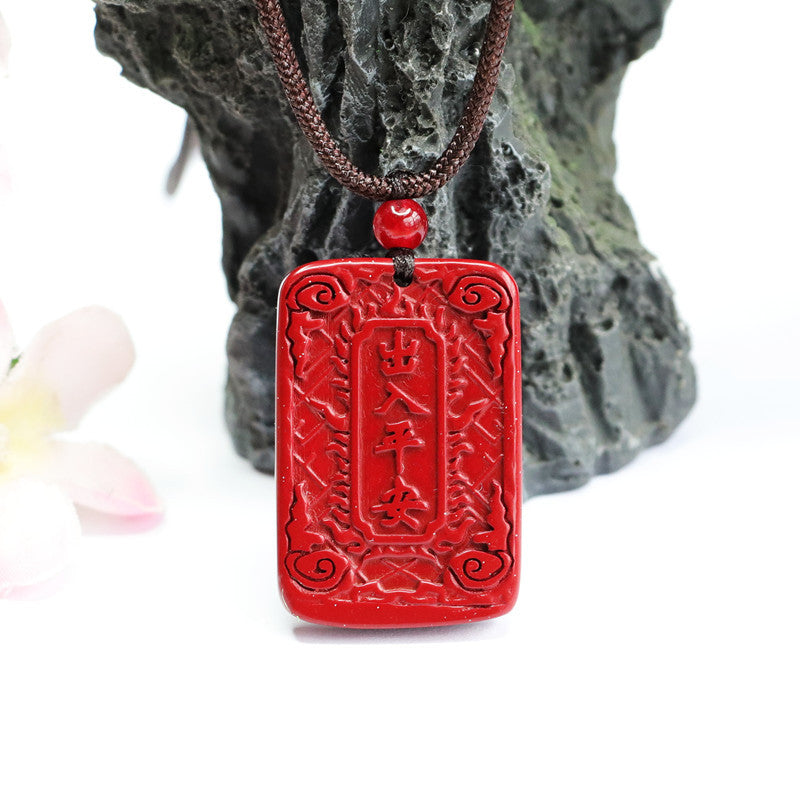 Cinnabar Stone Sterling Silver Safe Pendant from Fortune's Favor Collection