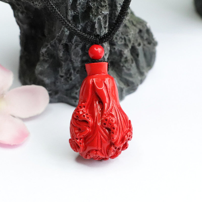 Red Sand Cabbage Pendant with Cinnabar Stone in Sterling Silver