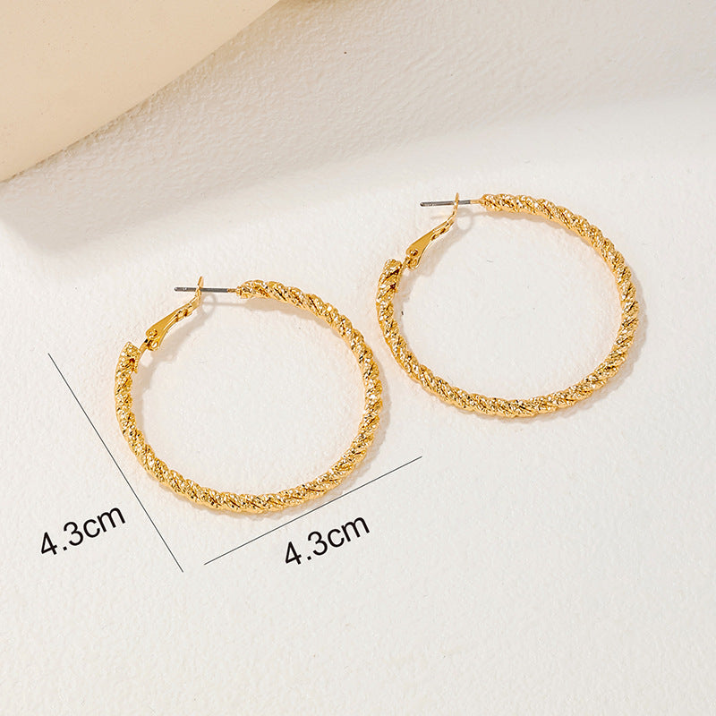 Fried Dough Twists Circle Earrings with Metal Texture - Vienna Verve Collection