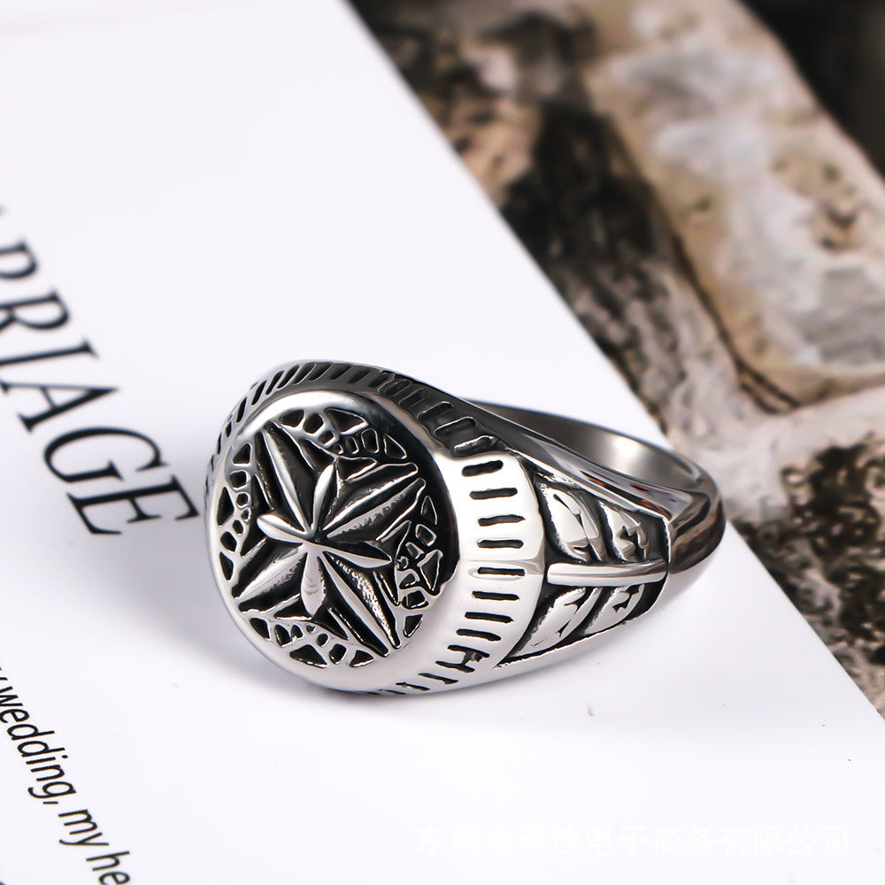 Stylish Men's Titanium Steel Ring with Unique Rice Flower Design - Personalized Couple Jewelry