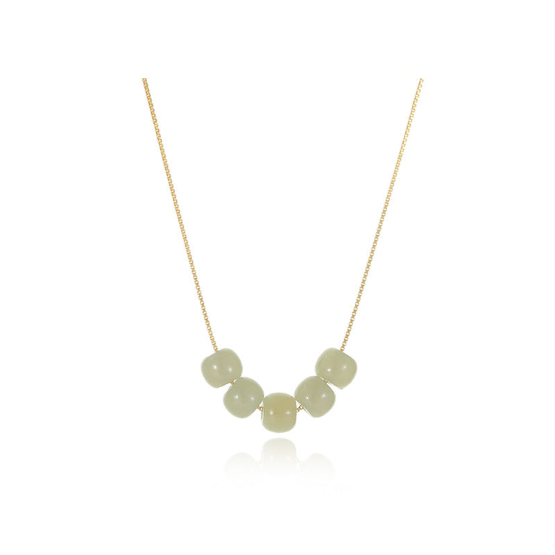 Fortune's Favor Sterling Silver Necklace with Hetian Jade Box Chain