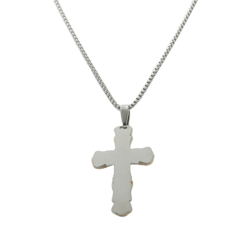 Personalized Retro Titanium Steel Cross Pendant Necklace for Trendy Men