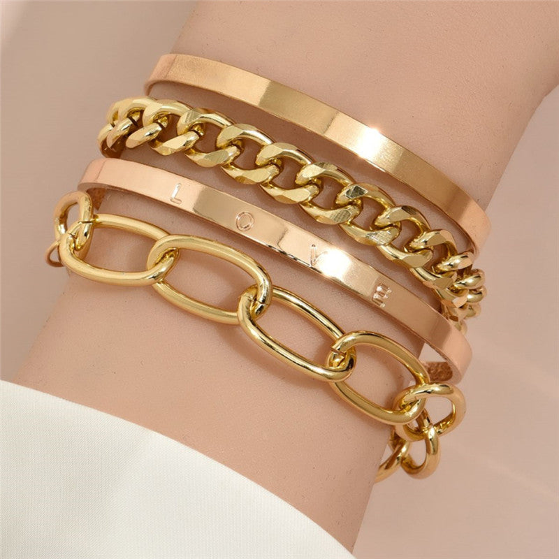 Metal Chain Bracelet Set with Retro Vibes - Vienna Verve Collection