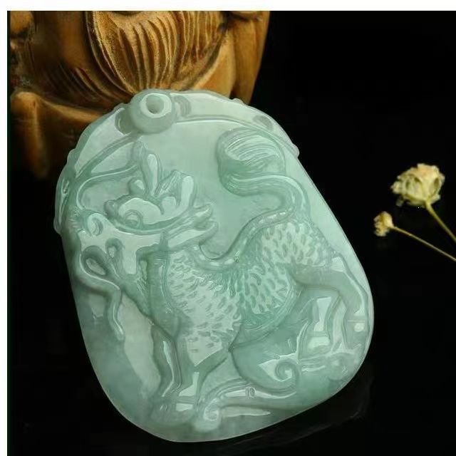 Jade Qilin Sterling Silver Pendant from the Fortune's Favor Collection