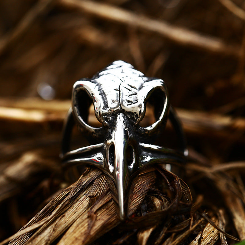 Titanium Steel Nordic Viking Raven Ring for Men - Retro Wholesale Jewelry