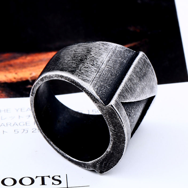 Men's Unique Triangle Hollow Stainless Steel Ring - Retro Fashion Accessory