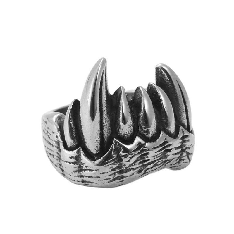 Titanium Steel Tiger Tooth Ring for Men - Retro Trendy Animal Accessory