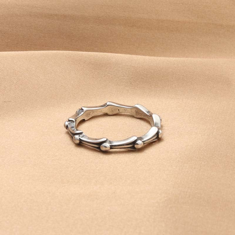 Titanium Steel Bamboo Joint Ring for Men - Trendy Retro Accessory from European and American Jewelry