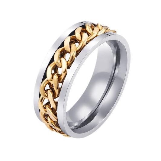 Retro Titanium Steel Chain Ring for Men - Wholesale Stainless Steel Simple Design