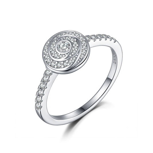 Circular Vortex Zircon Sterling Silver Ring