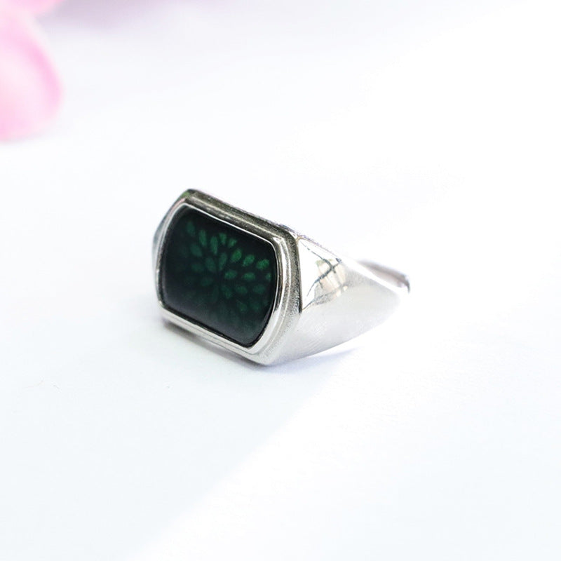 Sterling Silver Adjustable Jade Saddle Ring