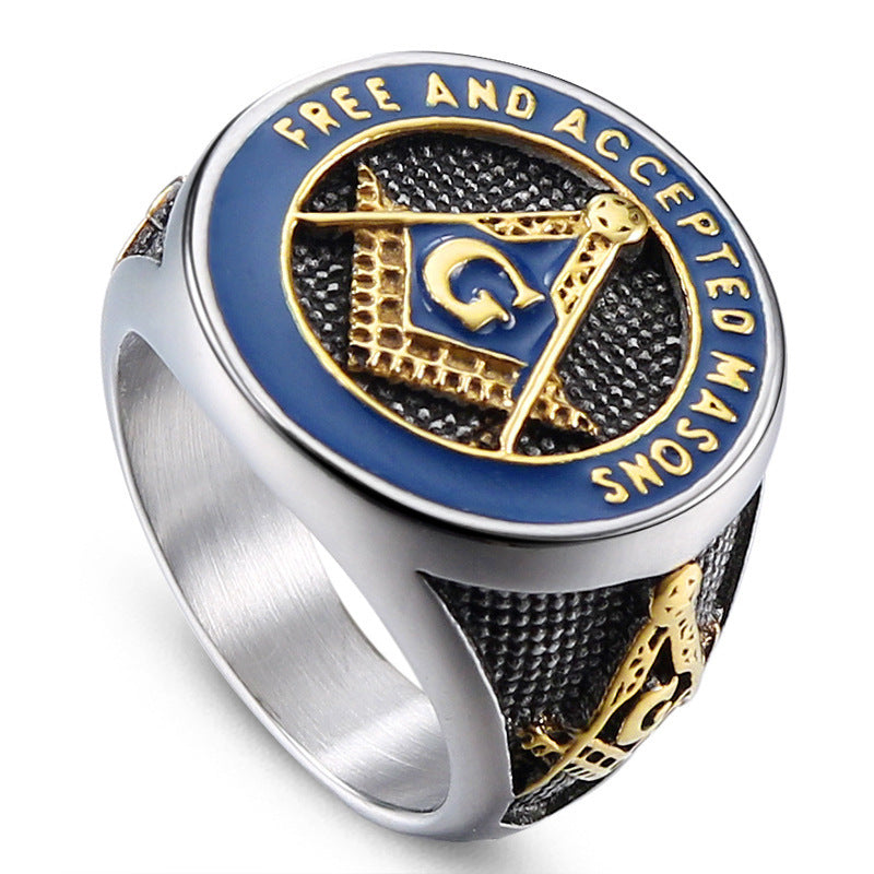 Titanium Steel Masonic Ring for Men - Punk Retro Fashion Statement Piece