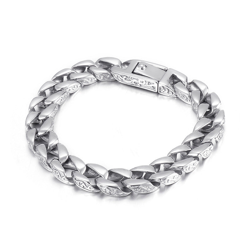 Stylish Custom Men's Titanium Steel Bracelet - Korean-Inspired Creative Retro Lace Stainless Steel Jewelry for Wholesale