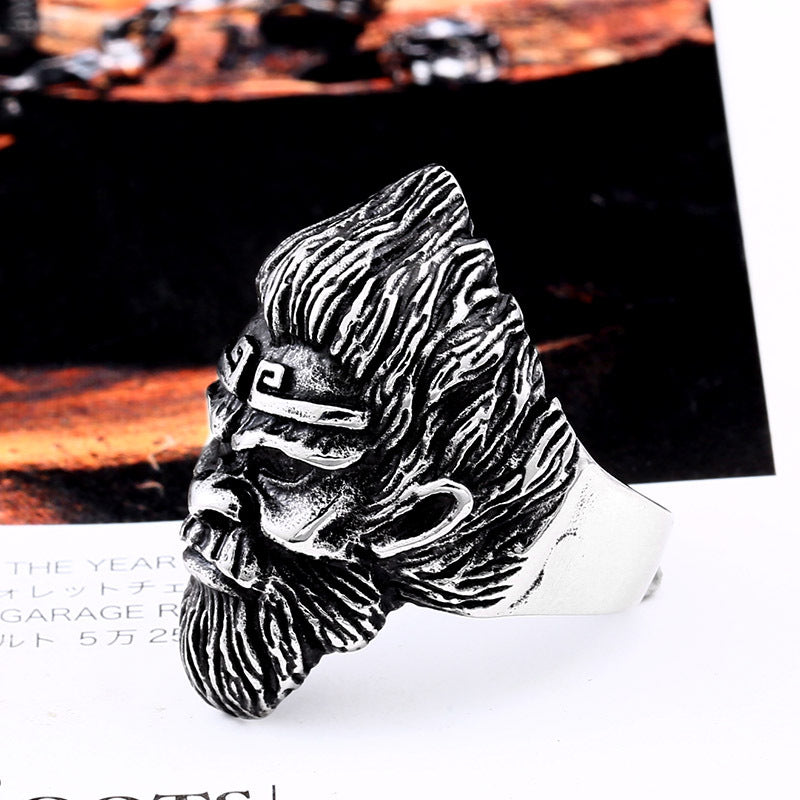 Personalized Wukong Monkey King Stainless Steel Men's Ring - Creative Design for Wholesale