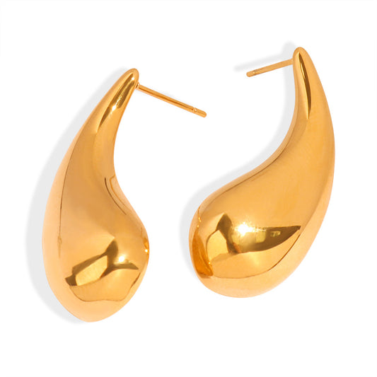 Fashionable Titanium Steel Gold-Plated Geometric Earrings