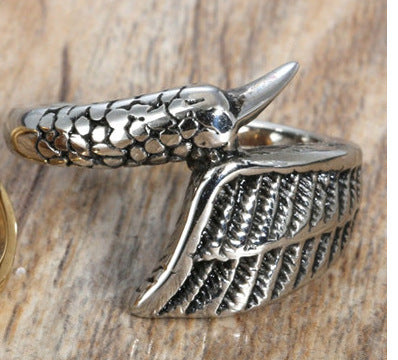 Couples' Retro Feather Ring in Premium Titanium Steel - Stylish Accessory for Him