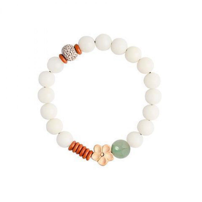 Elegant Chinese Style Sterling Silver Jade Bracelet with Bodhi RootTranslatef45 Buddha Beads