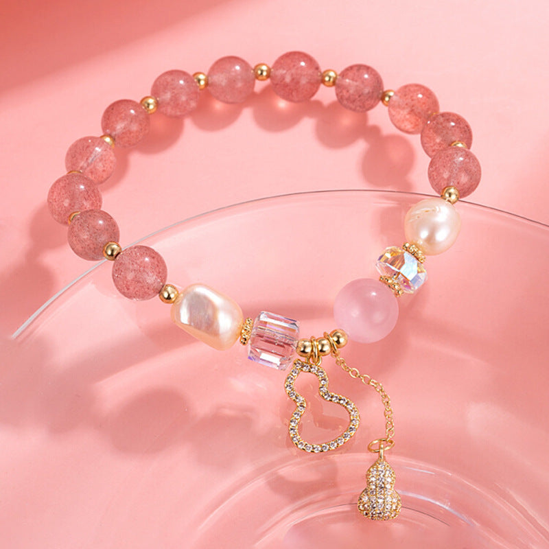 Strawberry Crystal Beaded Bracelet for Best Friends