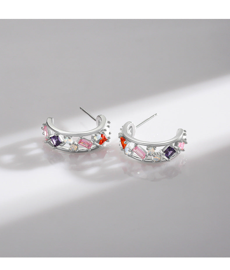 Colorful Zircon Sterling Silver Earrings: Fashionable and Unique