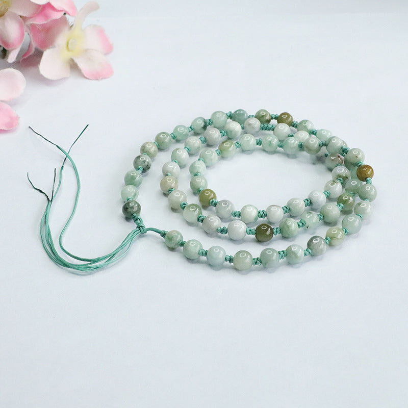 Natural Jade Necklace with Rope Beads Chain Sweater Chain