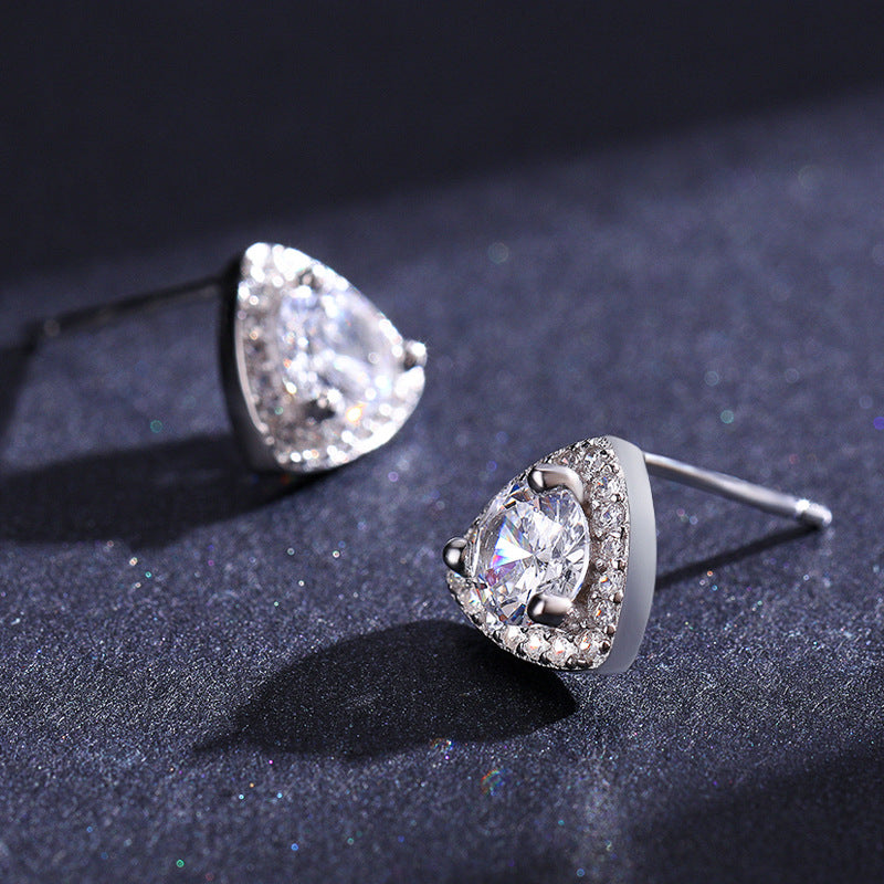 S925 Sterling Silver Zircon Triangle Earrings for Women - Elegant and Luxurious Jewelry