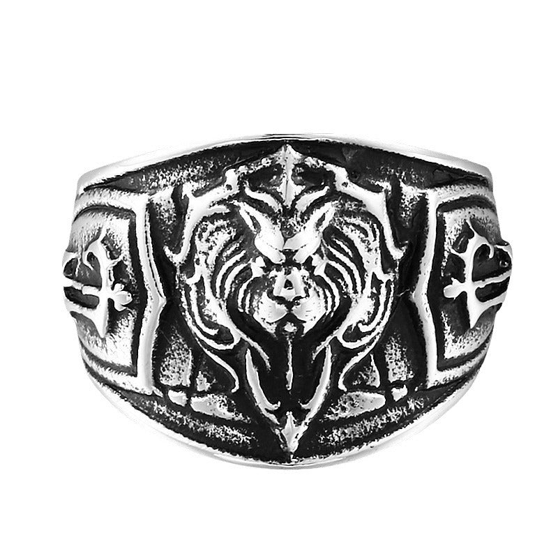 Wholesale Dominant Men's Stainless Steel Lion Ring - Tribal Style Badge for Men