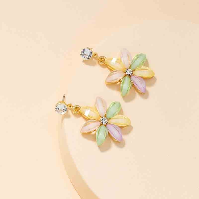 Exaggerated Colorful Flower Earrings - Vienna Verve Collection