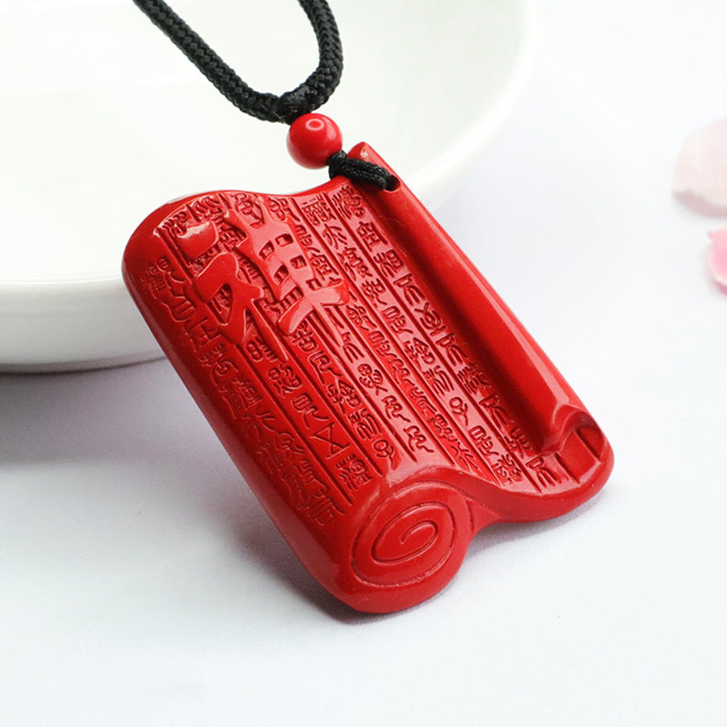 Red Cinnabar Heart Sutra Pendant