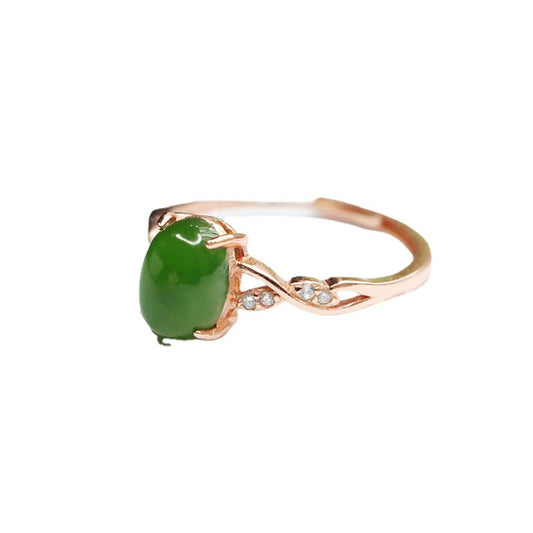 Oval Silver Hotan Jade Jasper Ring