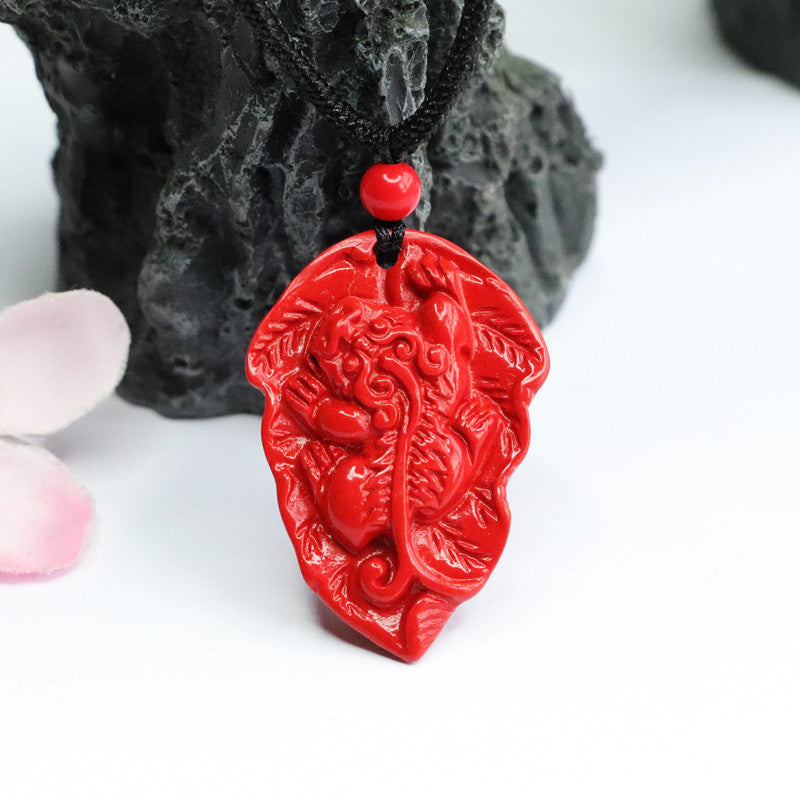 Cinnabar Pendant Red Sand Pixiu Leaf Pendant Jewelry