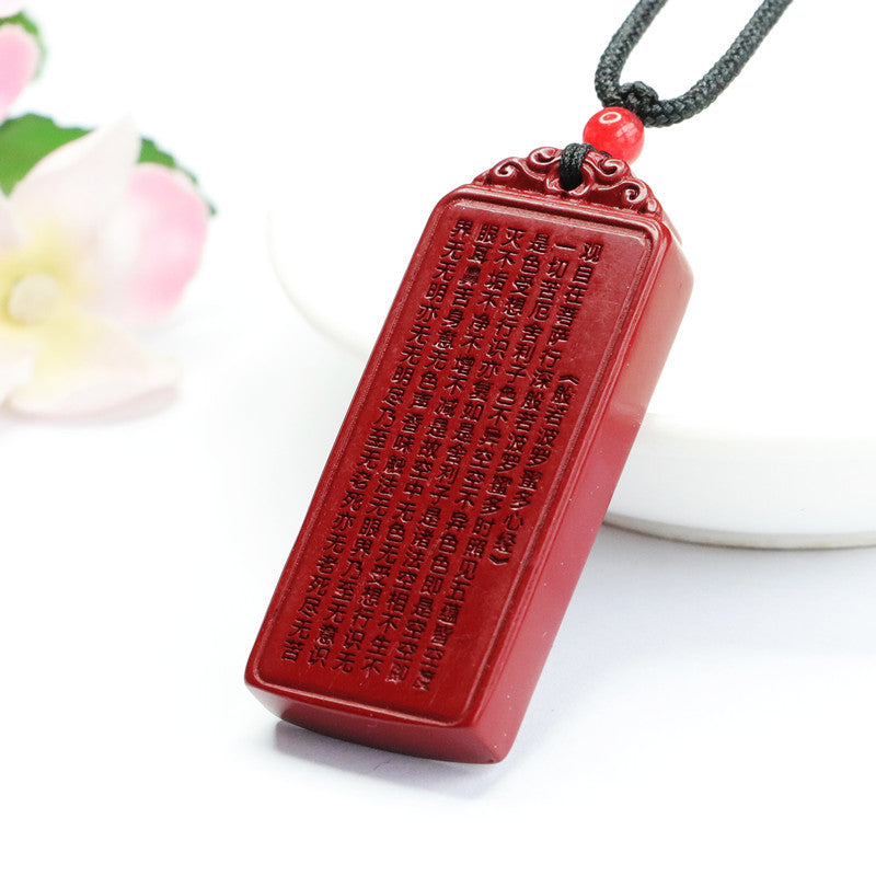 Vermilion Sand Pendant: Elegant Purple Gold Sand Heart Sutras Rectangle Pendant