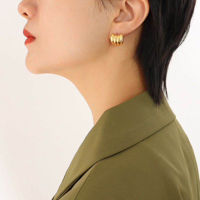 Banana String C-Shaped Earrings in Small Fragrance Style - Versatile Stud Earrings