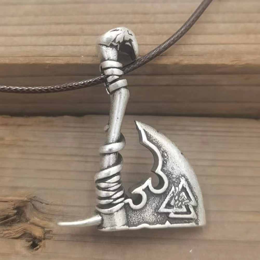 Norse Legacy Titanium Steel Viking Axe Pendant Necklace