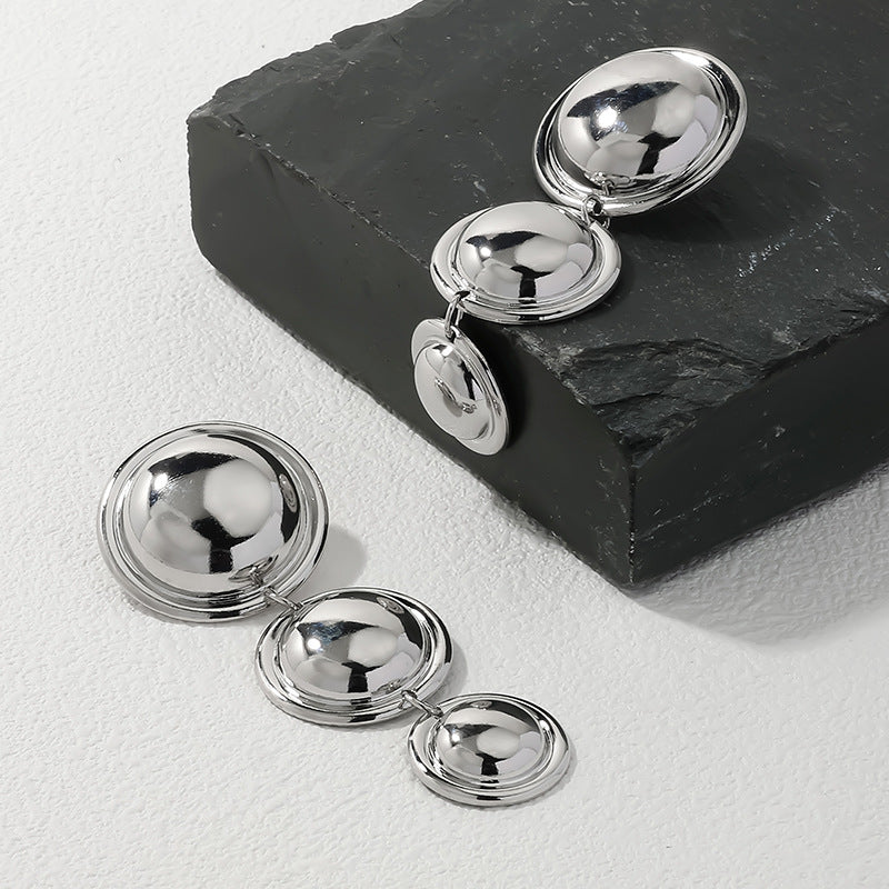 Chic Metal Triple Circle Earrings - Vienna Verve Collection