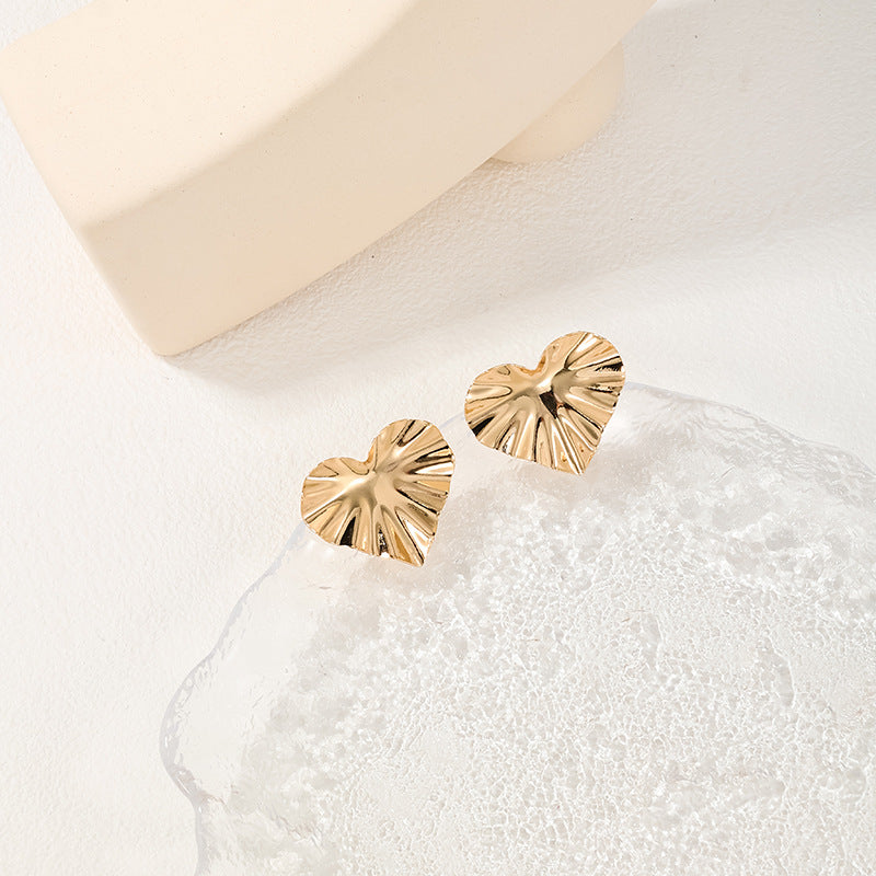 Chic Metal Love Pleats Stud Earrings - Vienna Verve Collection