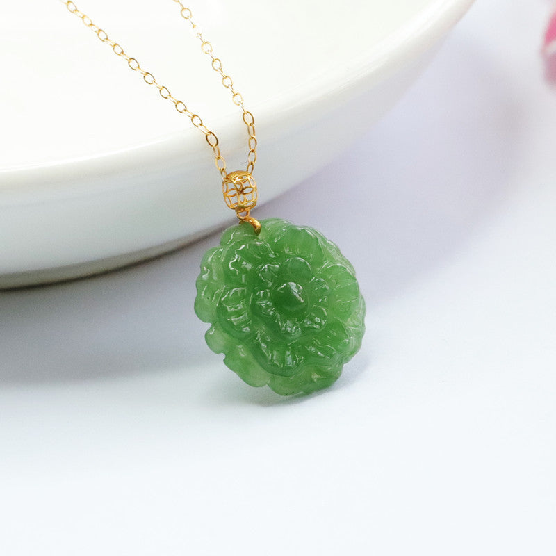 Jade Flower Pendant Necklace from Planderful Collection