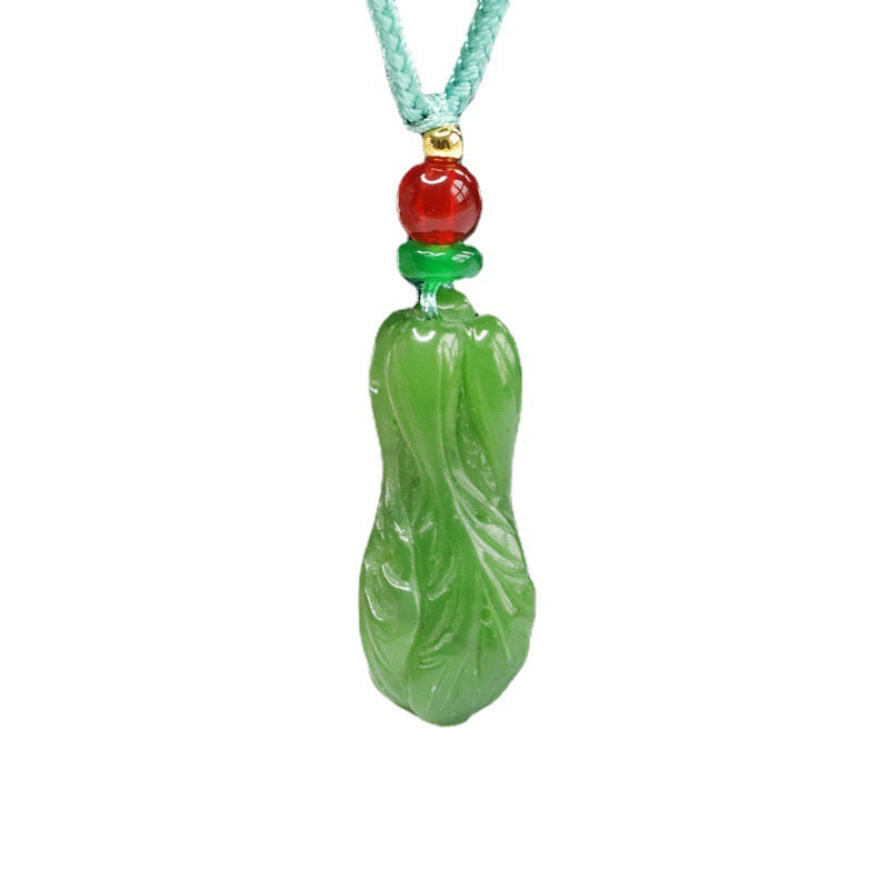 Green Jasper Jade Cabbage Necklace