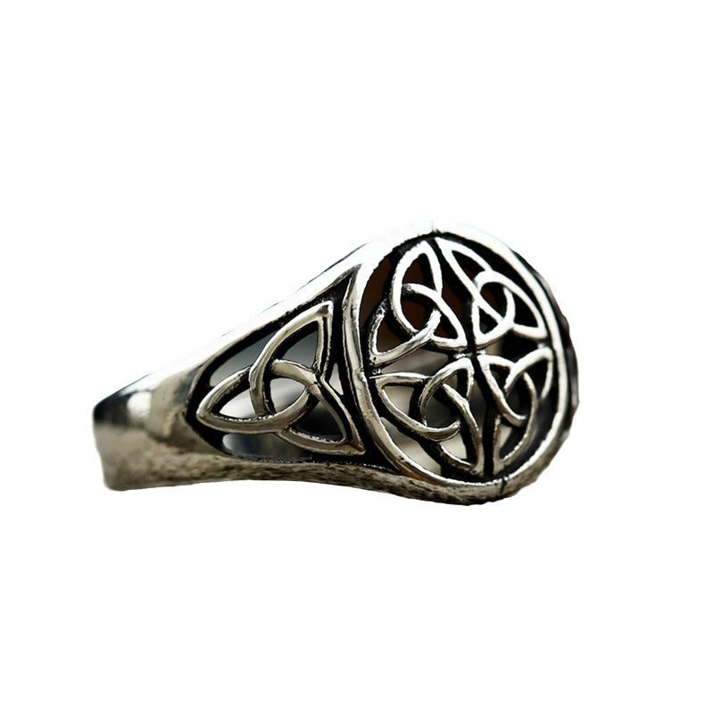 Retro Viking Celtic Knot Titanium Steel Ring for Men - European and American Hand Jewelry