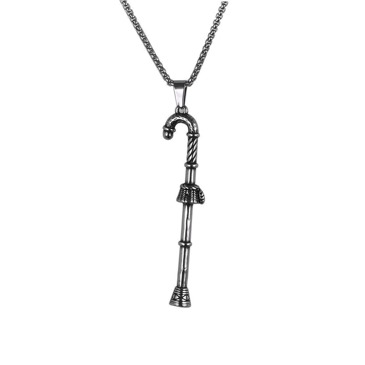 Vintage-Inspired Christmas Crutches Pendant Necklace for Men - Trendy Holiday Gift