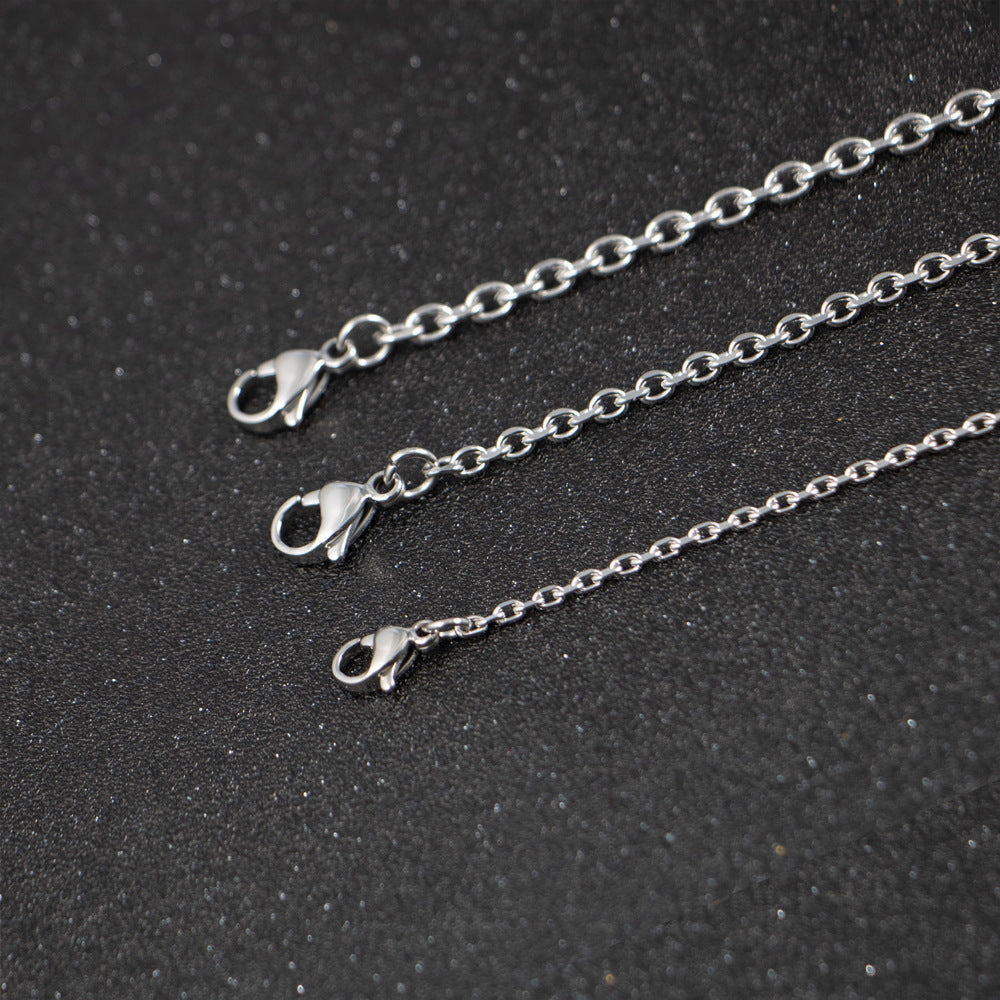 Stylish O-Shaped Four-Sided Cut Chain Stainless Steel Necklace for Men and Couples