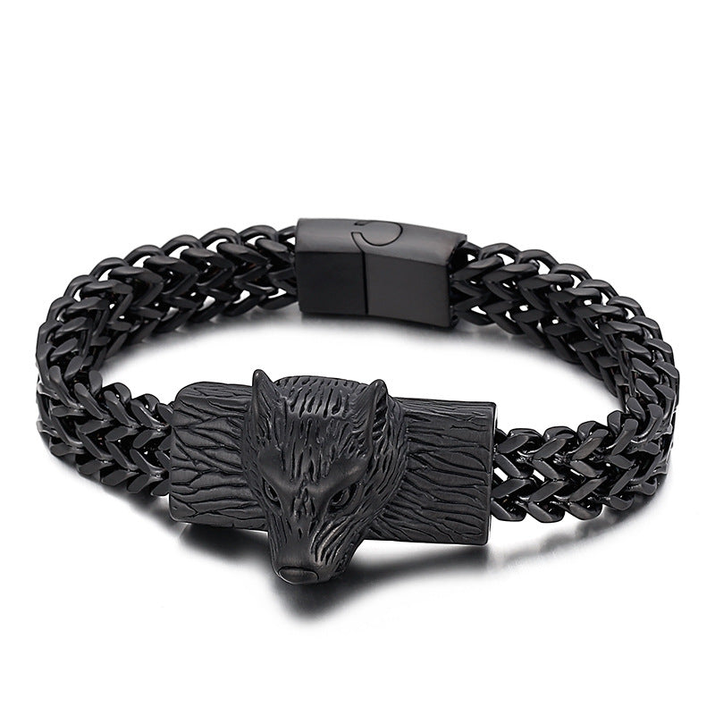 Wolf Head Titanium Steel Bracelet for Men - Hipster Hip-Hop Street Style Piece