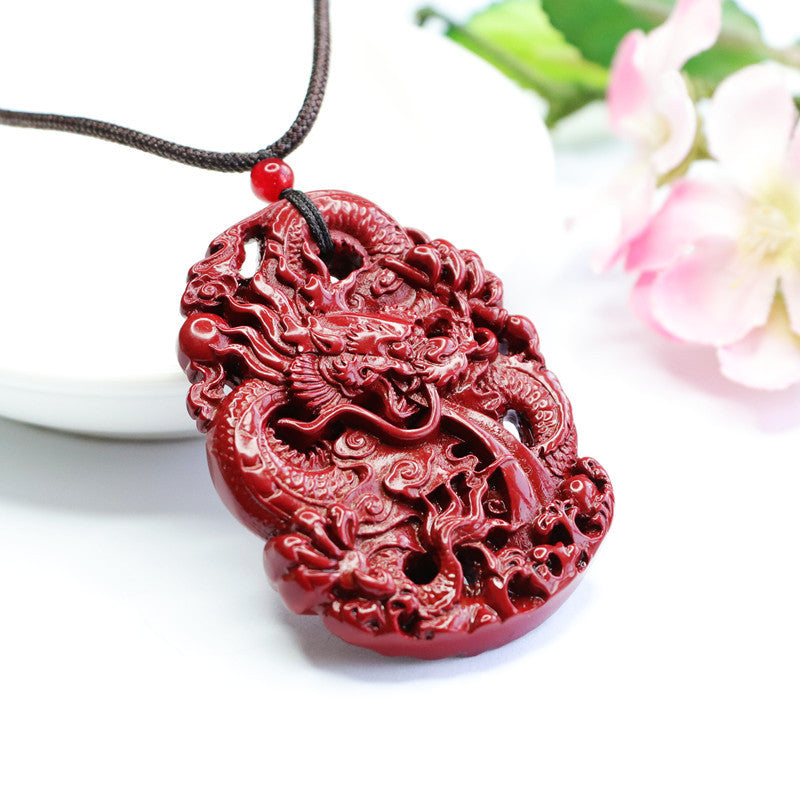 Vermilion Sand Pendant with Intricate Purple Gold Sand Dragon Carving